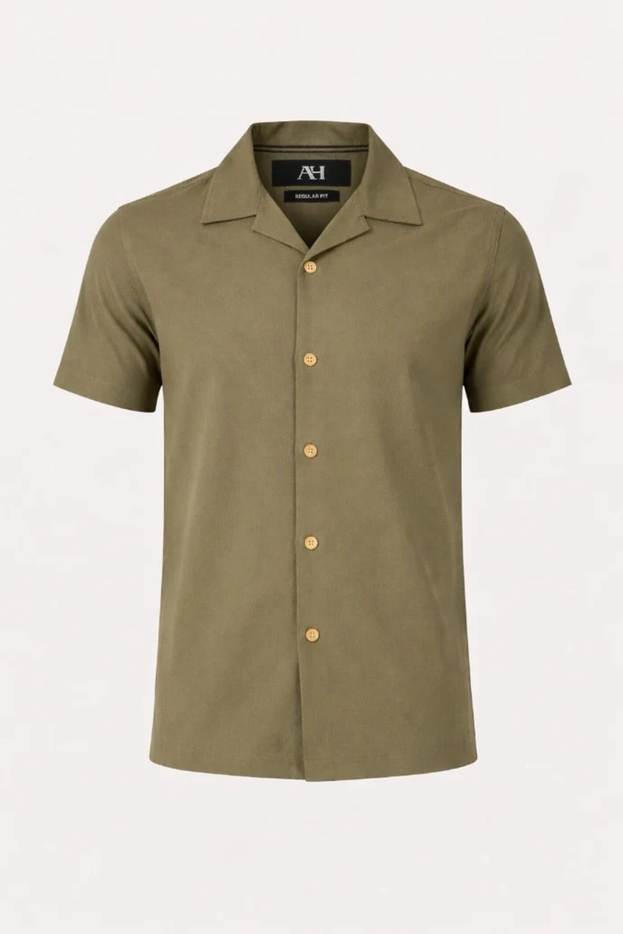 American Heritage Olive Camp Collar Shirt/60224
